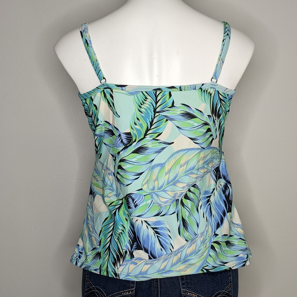 Croft & Barrow blue green foliage tankini swim top 14 - Picture 5 of 11